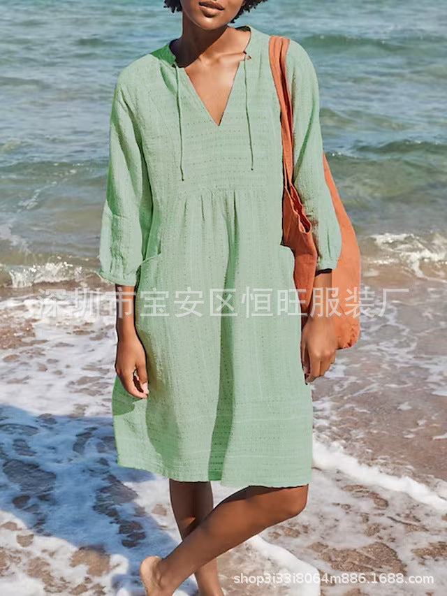 Jacquard Cotton And Linen Dress