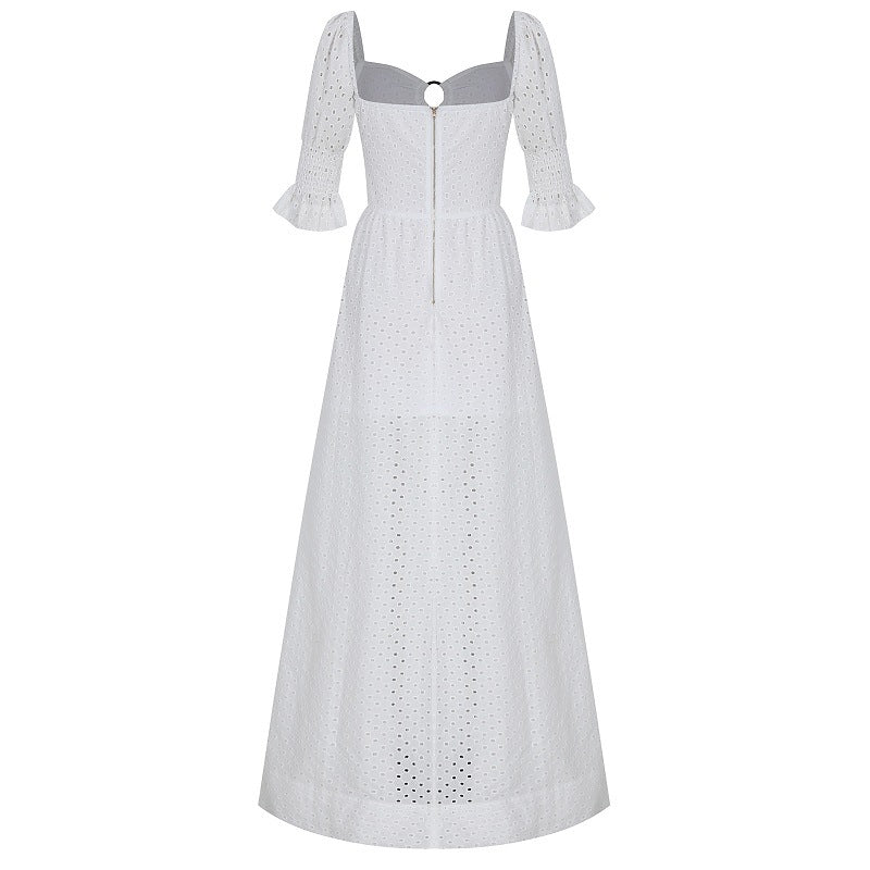 Cotton linen short sleeve dress