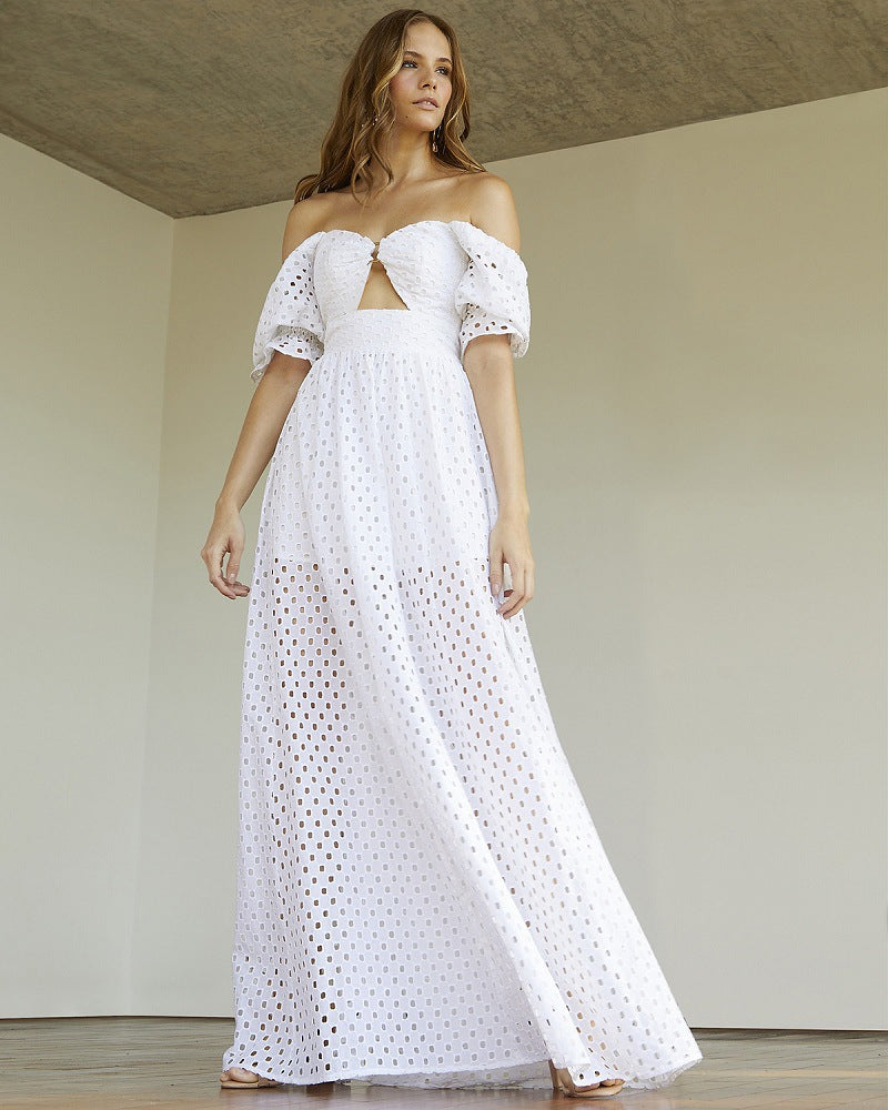 Cotton linen short sleeve dress