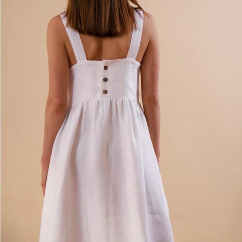 Cotton Linen Sleeveless Dress Fashionable Slimming