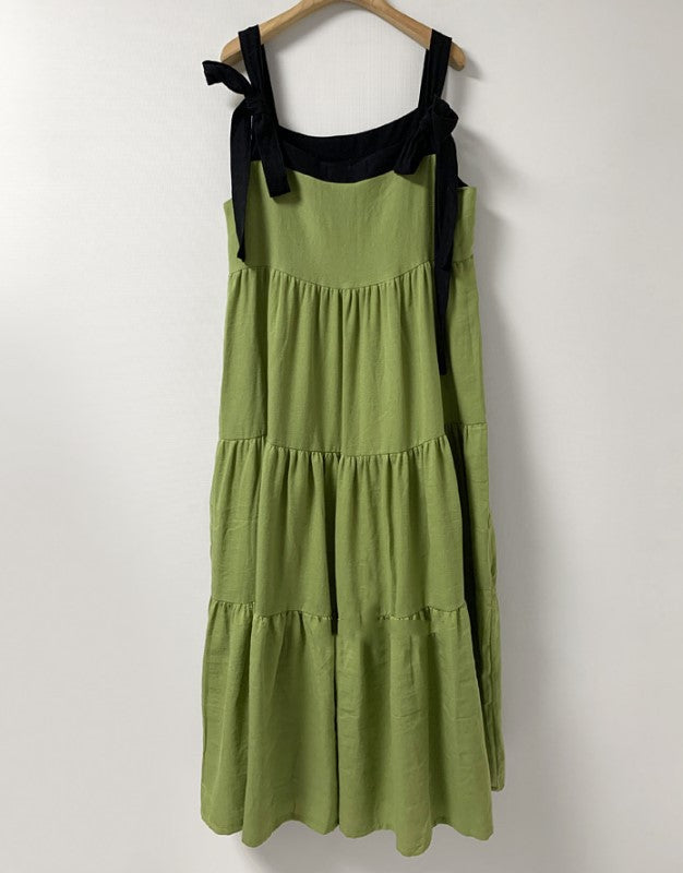 Long Sleeveless Cotton And Linen Dress