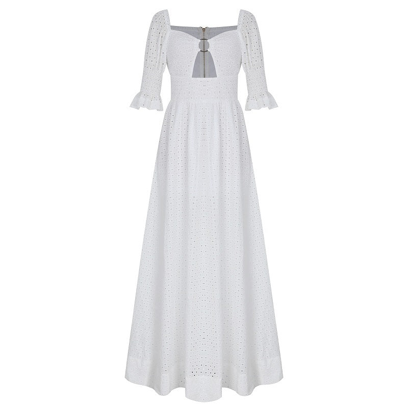 Cotton linen short sleeve dress