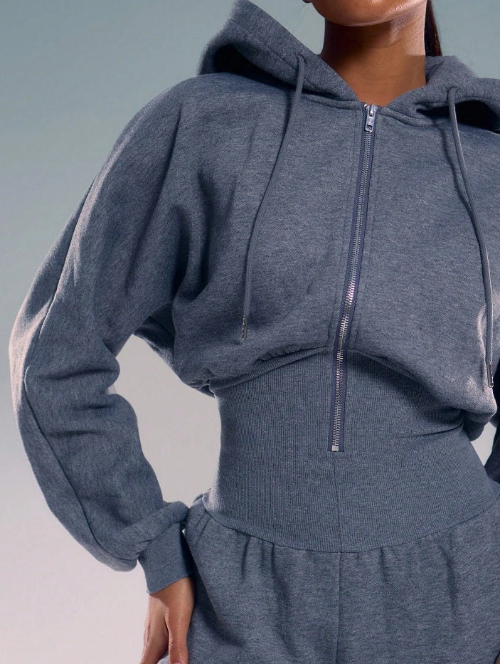 Hooded Zipper Jumpsuit Casual Women