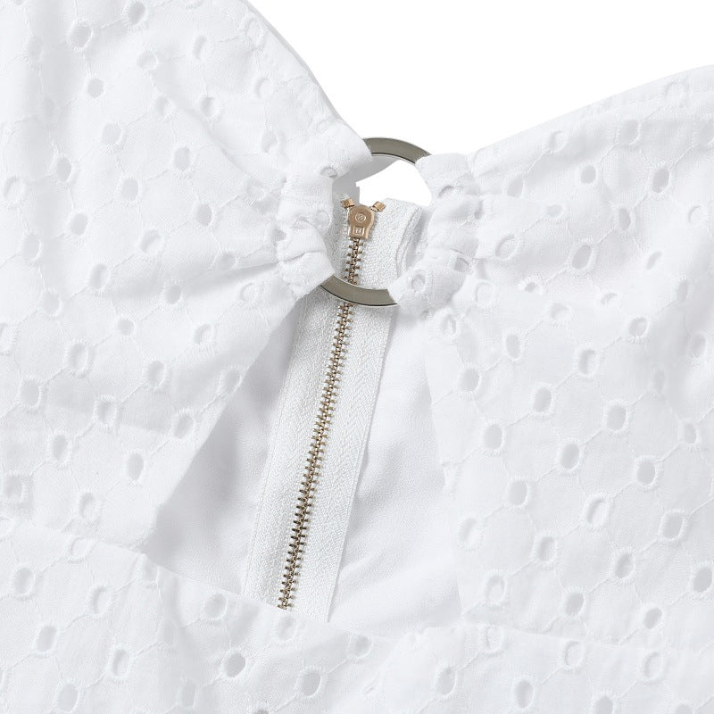 Cotton linen short sleeve dress
