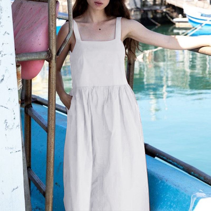 Cotton Linen Sleeveless Dress Fashionable Slimming