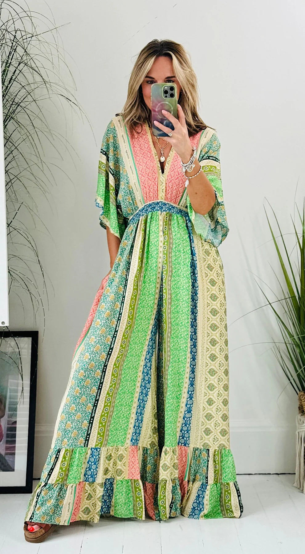 Summer Fashion Printed Wide Leg Leisure Jumpsuit For Women