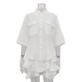 Ruffled Tiered Skirt Lapel Short-sleeved Shirt Two-piece Set