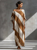 Women's Cotton-Linen Striped Colorblock Dress