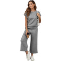 Solid Color Texture Fashion Women's European And American Leisure Two-piece Set