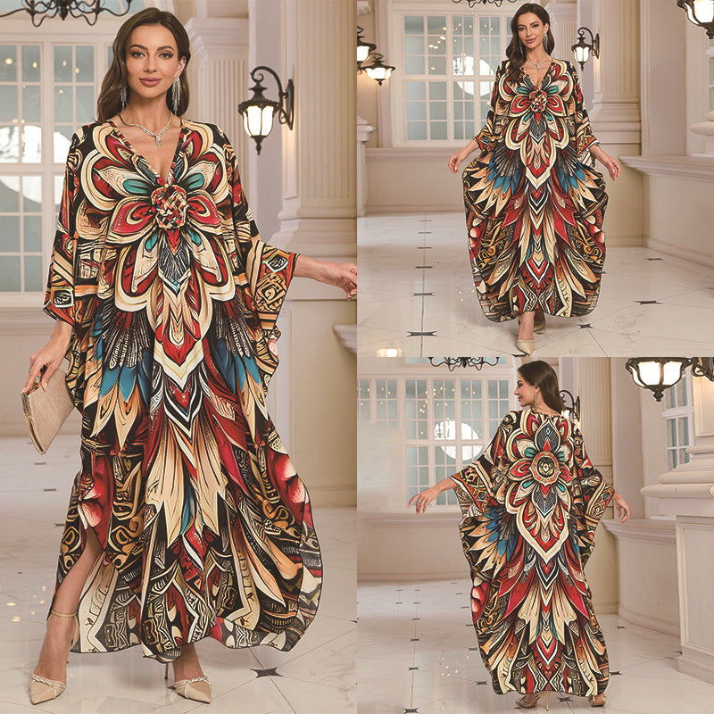 Fashion Personalized Cotton Printed Beach Dress Women