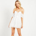 Polly Dress - GreenOne shoulder high waist dress cotton dress