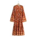 Cotton-print long-sleeved dress