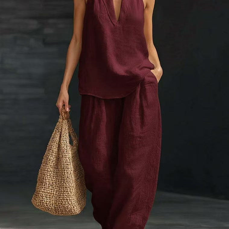 Casual Wide-Leg Pants Two-Piece Set Fashionable Trendy Style