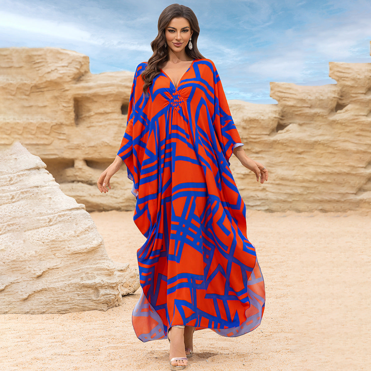 Fashion Personalized Cotton Printed Beach Dress Women