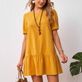 Short Sleeve Cotton Linen Ladies Dress