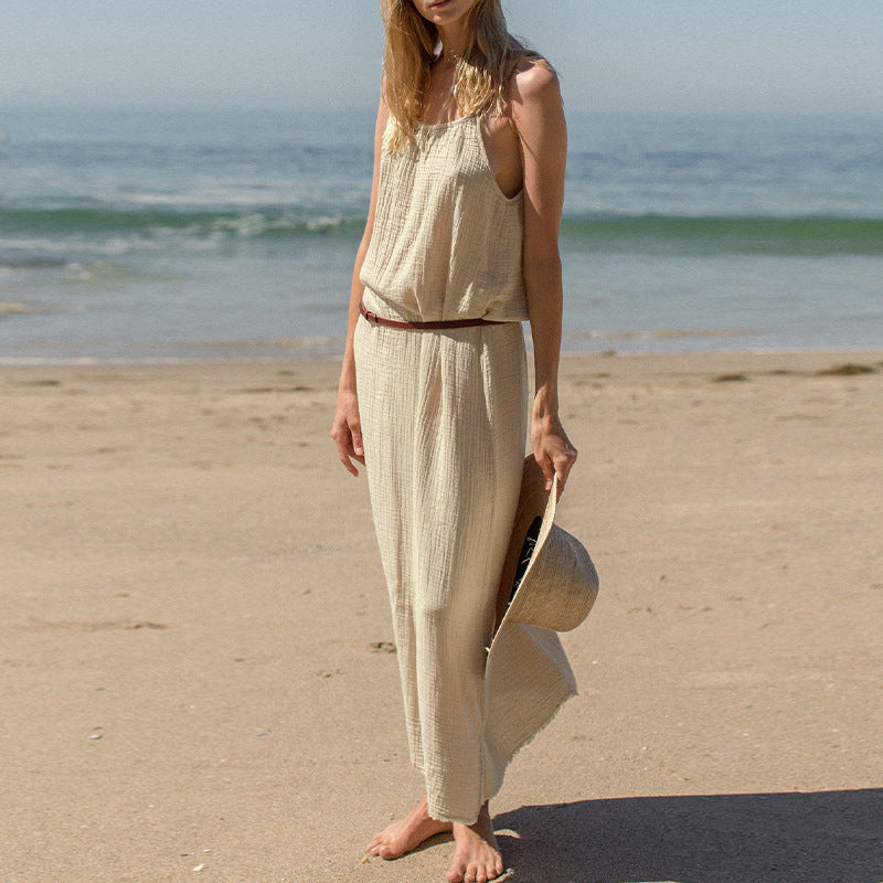 Women's Double Layered Cotton Vacation Style Dress