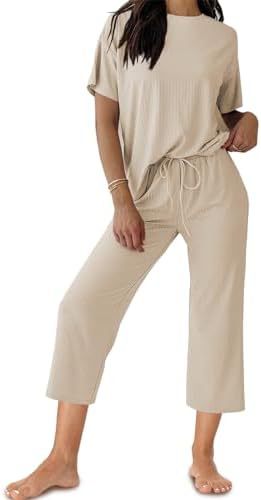 Solid Color T-shirt Casual Cropped Pants Set