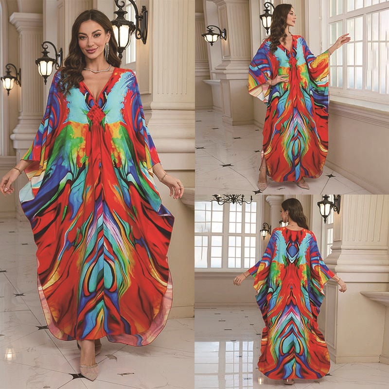 Fashion Personalized Cotton Printed Beach Dress Women