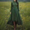 Long-sleeved Vintage Bohemian Cotton-linen Dress